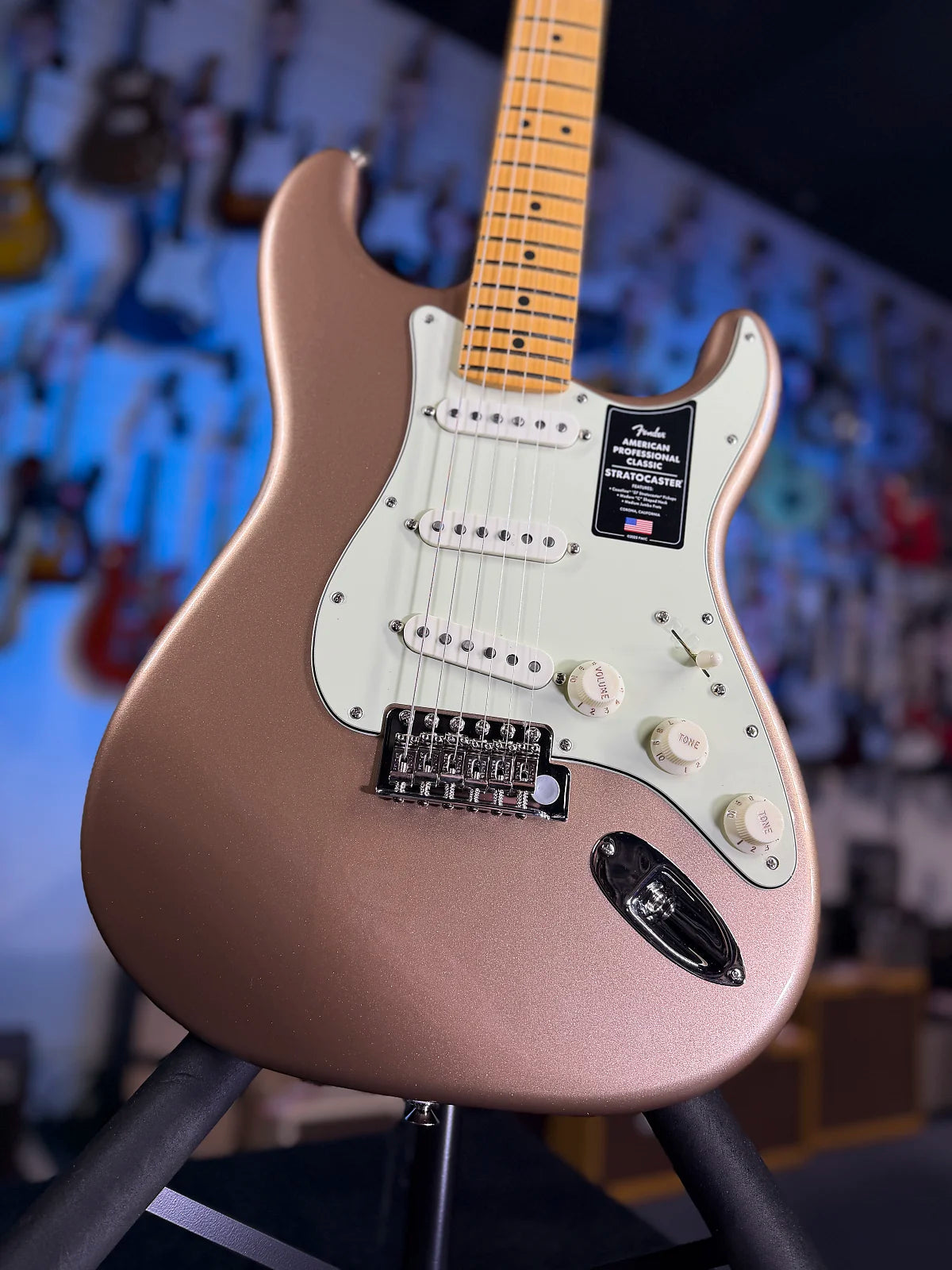 Fender American Professional Classic Stratocaster Electric Guitar - Faded Firemist Gold GET PLEK'D! 849