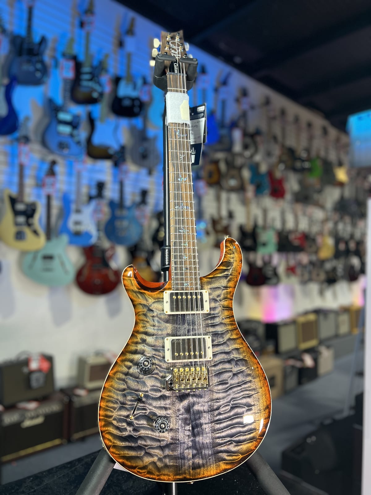 PRS Wood Library Custom 24 Left Handed 2024 - Burnt Maple Leaf, Ziricote Fingerboard, Signature Dealer, 994, Free Plek!