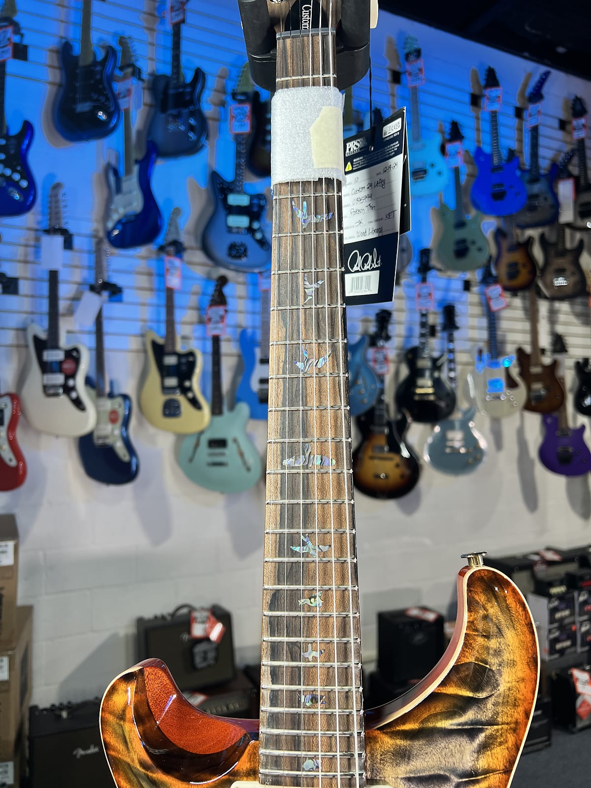 PRS Wood Library Custom 24 Left Handed 2024 - Burnt Maple Leaf, Ziricote Fingerboard, Signature Dealer, 994, Free Plek!