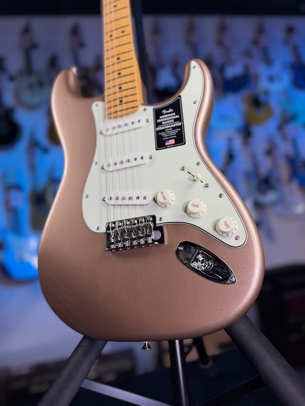 Fender American Professional Classic Stratocaster Electric Guitar - Faded Firemist Gold GET PLEK'D! 849