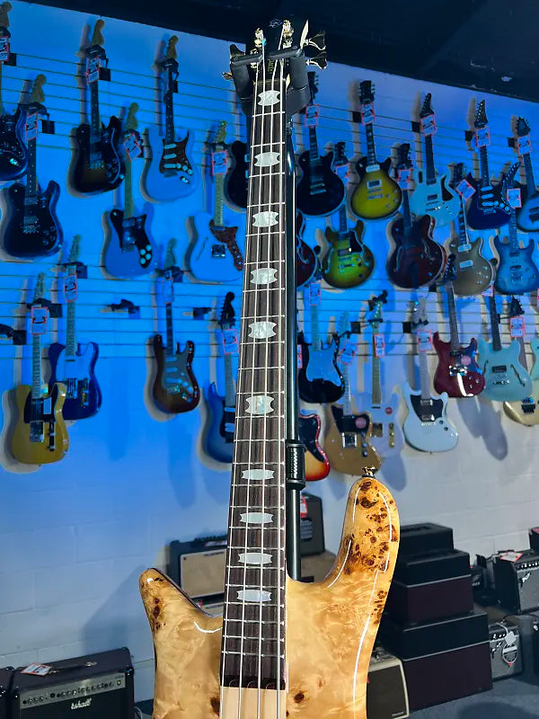 Spector Euro 4 LX Left Handed Bass Guitar - Poplar Burl Natural Gloss, Lefty, w Spector Bag, Get Plek'd Free! 313