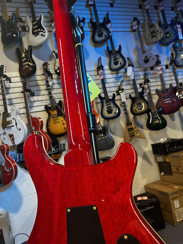 PRS Wood Library Custom 24 Lefty, One Piece Top, 10-Top Orange w Red Back, PRS Case Get Plekd 091