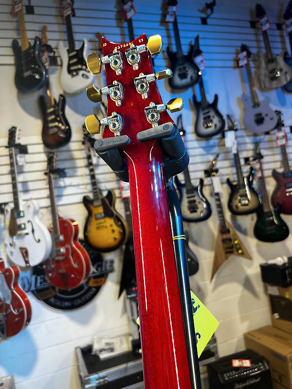 PRS Wood Library Custom 24 Lefty, One Piece Top, 10-Top Orange w Red Back, PRS Case Get Plekd 091