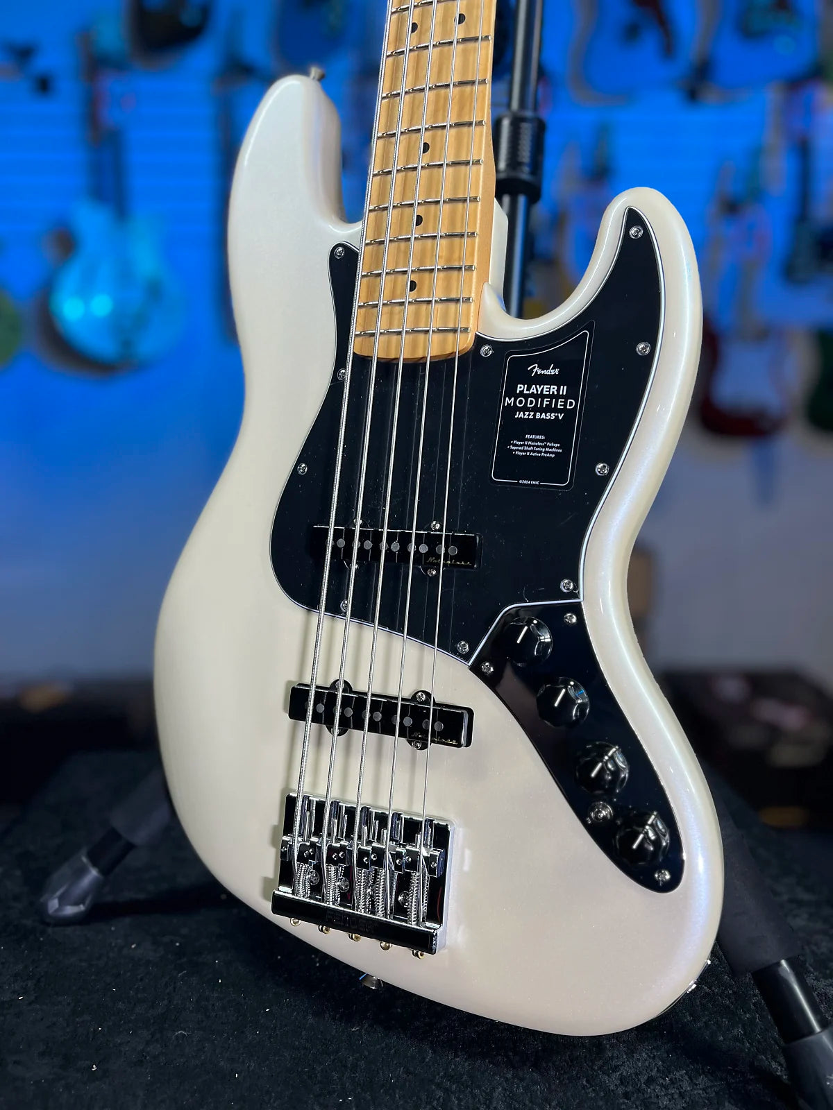 Fender Player II Modified Active Jazz Bass V - Olympic Pearl, Maple Fingerboard 104 GET PLEK’D!