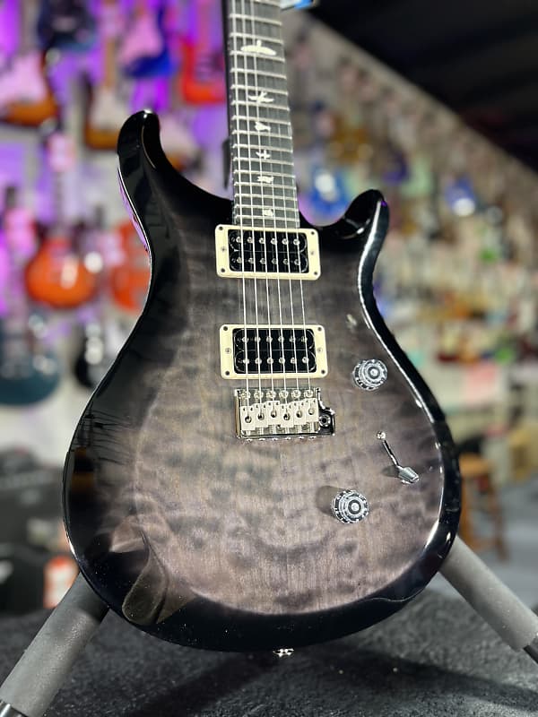 PRS S2 Custom 24 Quilt Top w/ Ebony Board, Faded Grey Black Burst, *FREE PLEK WITH PURCHASE* 305