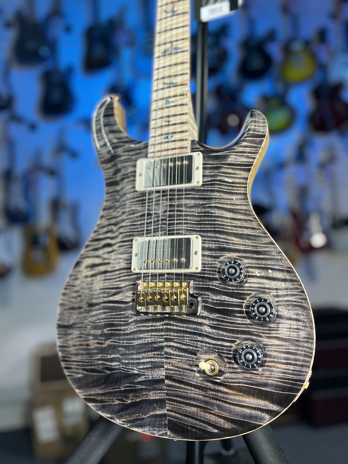 PRS Wood Library DGT 2025 - Charcoal, Flame Top, Swamp Ash, Maple Neck + Board, PRS Paisley Case 530