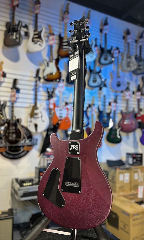 PRS CE 24 Semi-Hollow Electric Guitar - Satin Faded Gray Black Purple Burst w/ Purple Back, Ebony, 57/08 443 GET PLEK'D!