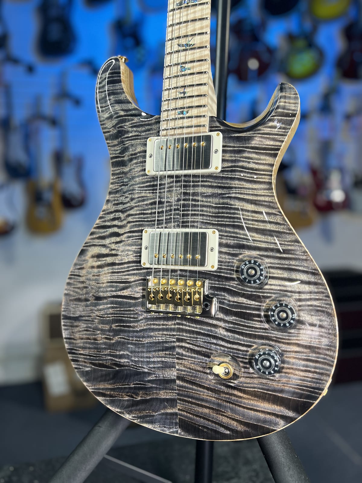 PRS Wood Library DGT 2025 - Charcoal, Flame Top, Swamp Ash, Maple Neck + Board, PRS Paisley Case 530