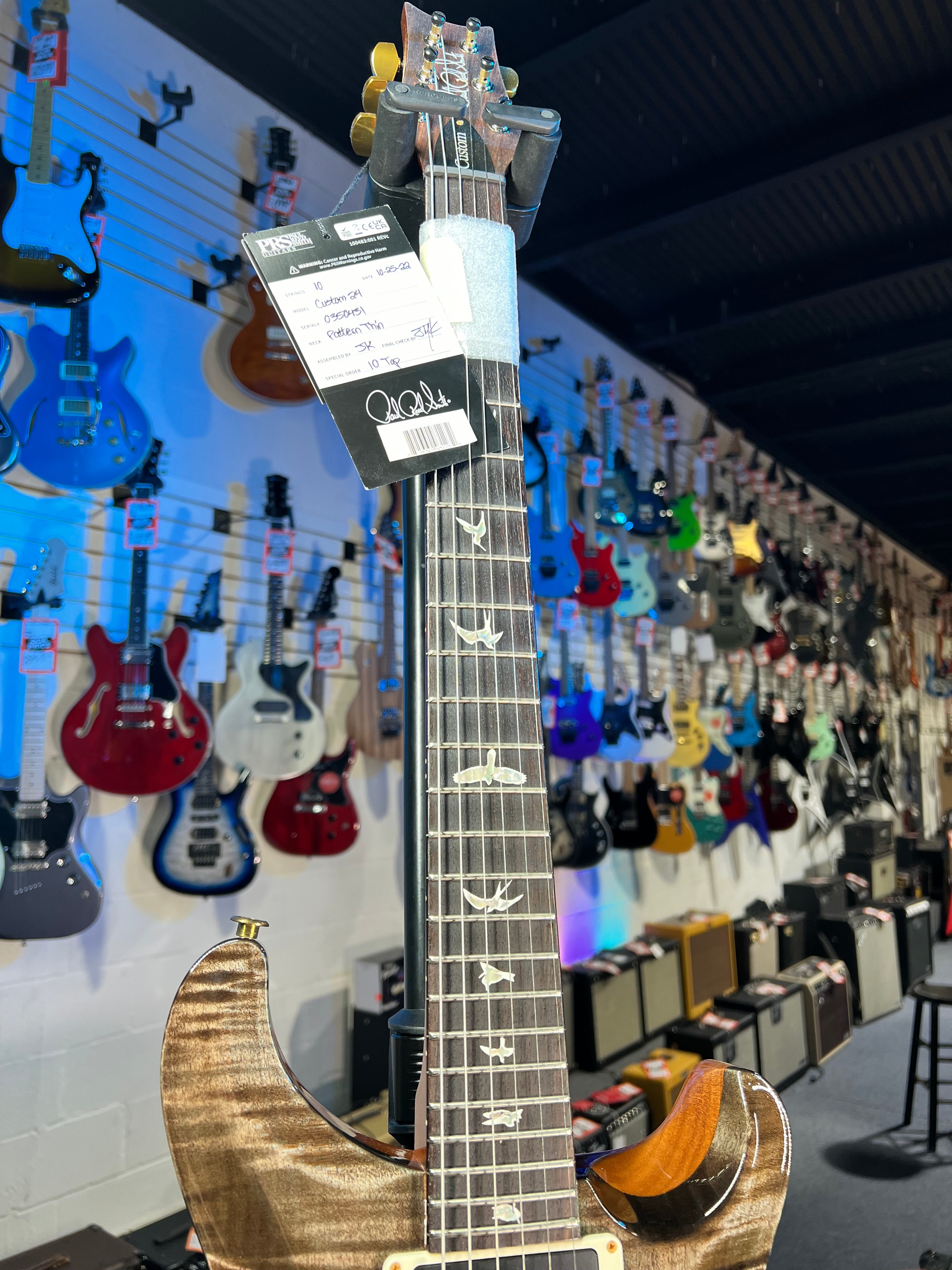 PRS Custom 24 10 Top - Faded Trampas Green Wrap, PRS Hard Case 431