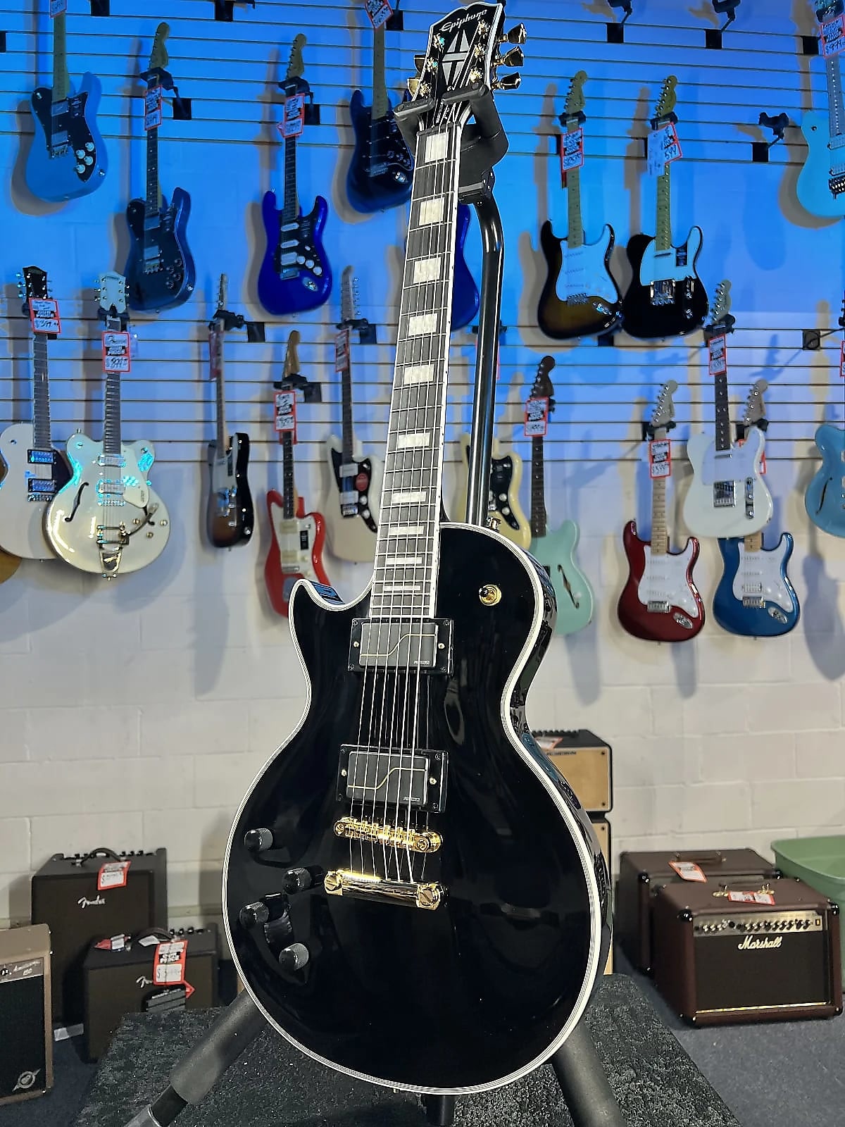 Epiphone Matt Heafy Les Paul Custom Origins - Left-handed Electric Guitar - Ebony, GET PLEK’D Free! 733