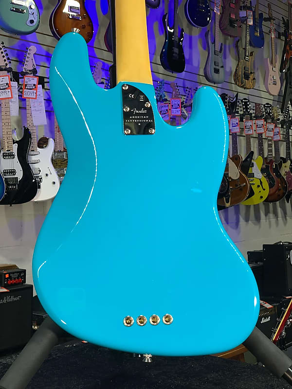 Fender American Professional II Jazz Bass Left-handed Miami Blue Maple Fingerboard Auth Deal! 408