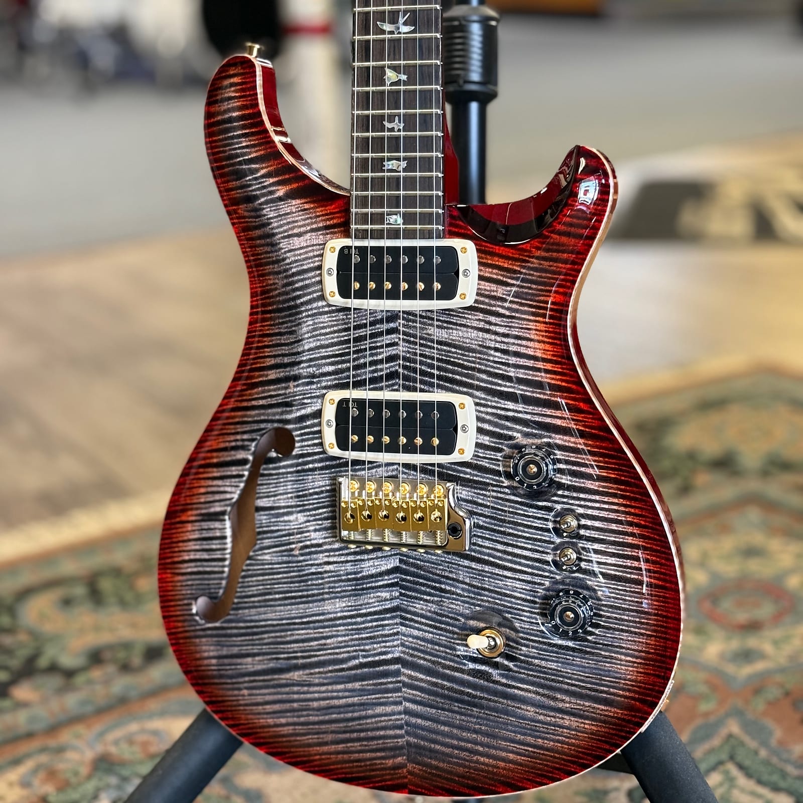 PRS Custom 24-08 Semi Hollow 40th Anniversary, Charcoal Cherry Burst #176