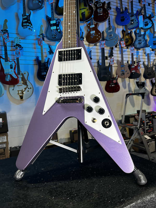 Epiphone Kirk Hammett 1979 Flying V Electric Guitar - Purple Metallic Auth Deal Free Shipping! 487 GET PLEK’D!