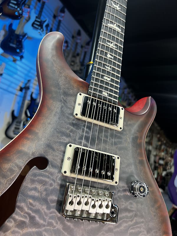 PRS CE 24 Semi-Hollow Electric Guitar - Satin Faded Gray Black Cherry Burst w/ Cherry Red Back, Ebony, 57/08 266 GET PLEK'D