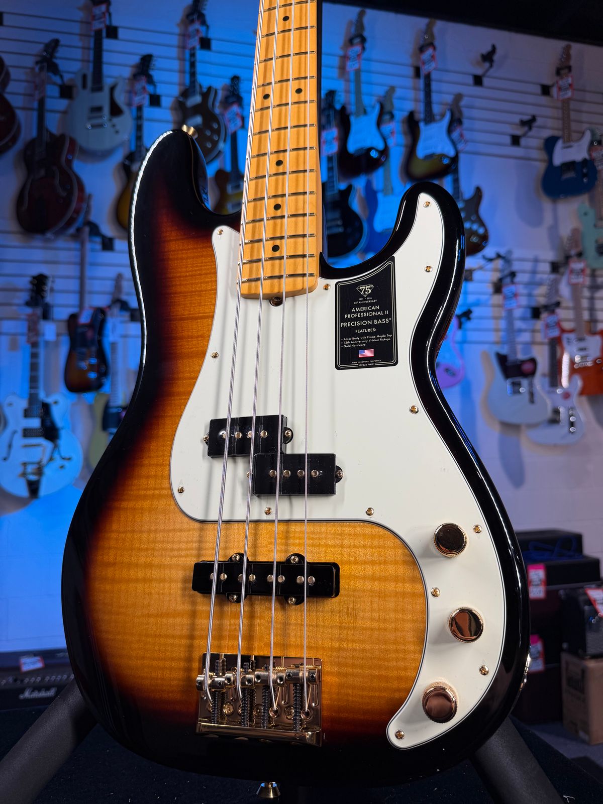 Fender 75th Anniversary American Professional II PJ Precision Bass 2026 - 2-Color Sunburst w/ Case, Free Plek 313