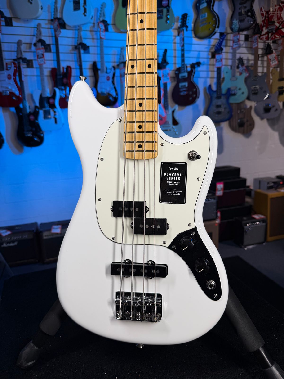 Fender Player II Mustang Bass PJ - Polar White with Maple Fingerboard, Free Plek! 463