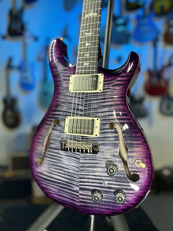 PRS Hollowbody II Piezo 2024 - Custom Color - Charcoal Violet Burst w PRS Case, Signature Dealer, 118 Get Plekd