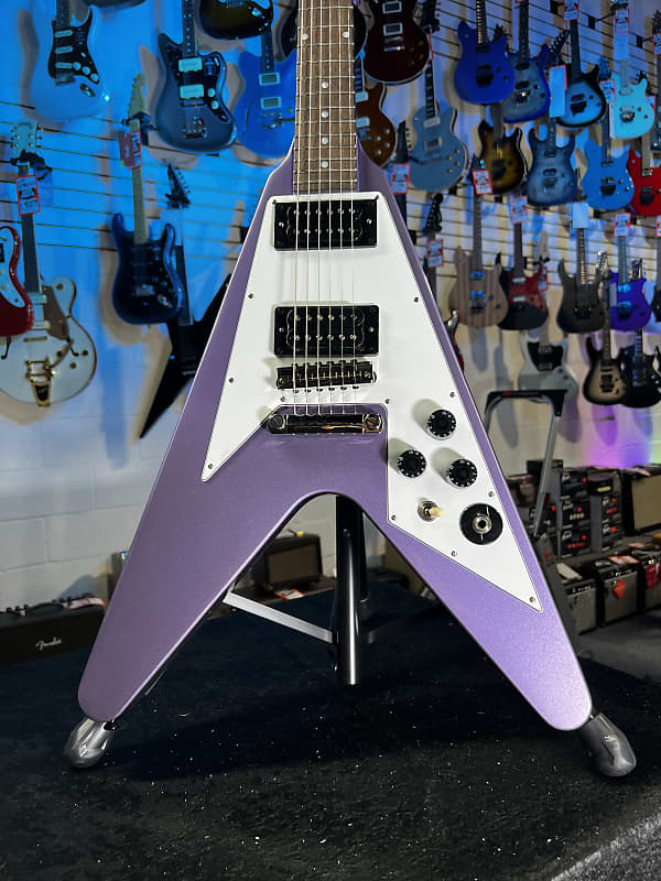 Epiphone Kirk Hammett 1979 Flying V Electric Guitar - Purple Metallic Auth Deal Free Shipping! 487 GET PLEK’D!