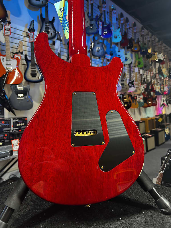 PRS Wood Library Custom 24 Lefty, One Piece Top, 10-Top Orange w Red Back, PRS Case Get Plekd 091