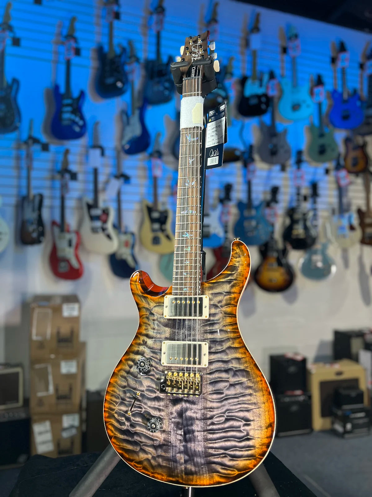 PRS Wood Library Custom 24 Left Handed 2024 - Burnt Maple Leaf, Ziricote Fingerboard, Signature Dealer, 994, Free Plek!