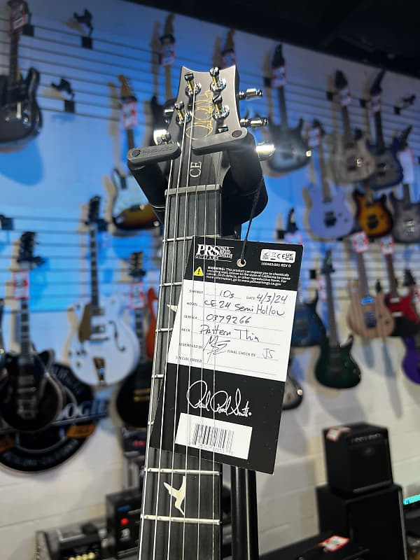 PRS CE 24 Semi-Hollow Electric Guitar - Satin Faded Gray Black Cherry Burst w/ Cherry Red Back, Ebony, 57/08 266 GET PLEK'D