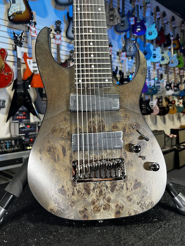 Ibanez Axe Design Lab RG9PB 9-string Electric Guitar - Transparent Gray Flat Auth Dealer Free Shipping! 802 GET PLEK’D!