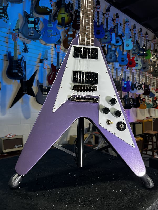 Epiphone Kirk Hammett 1979 Flying V Electric Guitar - Purple Metallic Auth Deal Free Shipping! 487 GET PLEK’D!