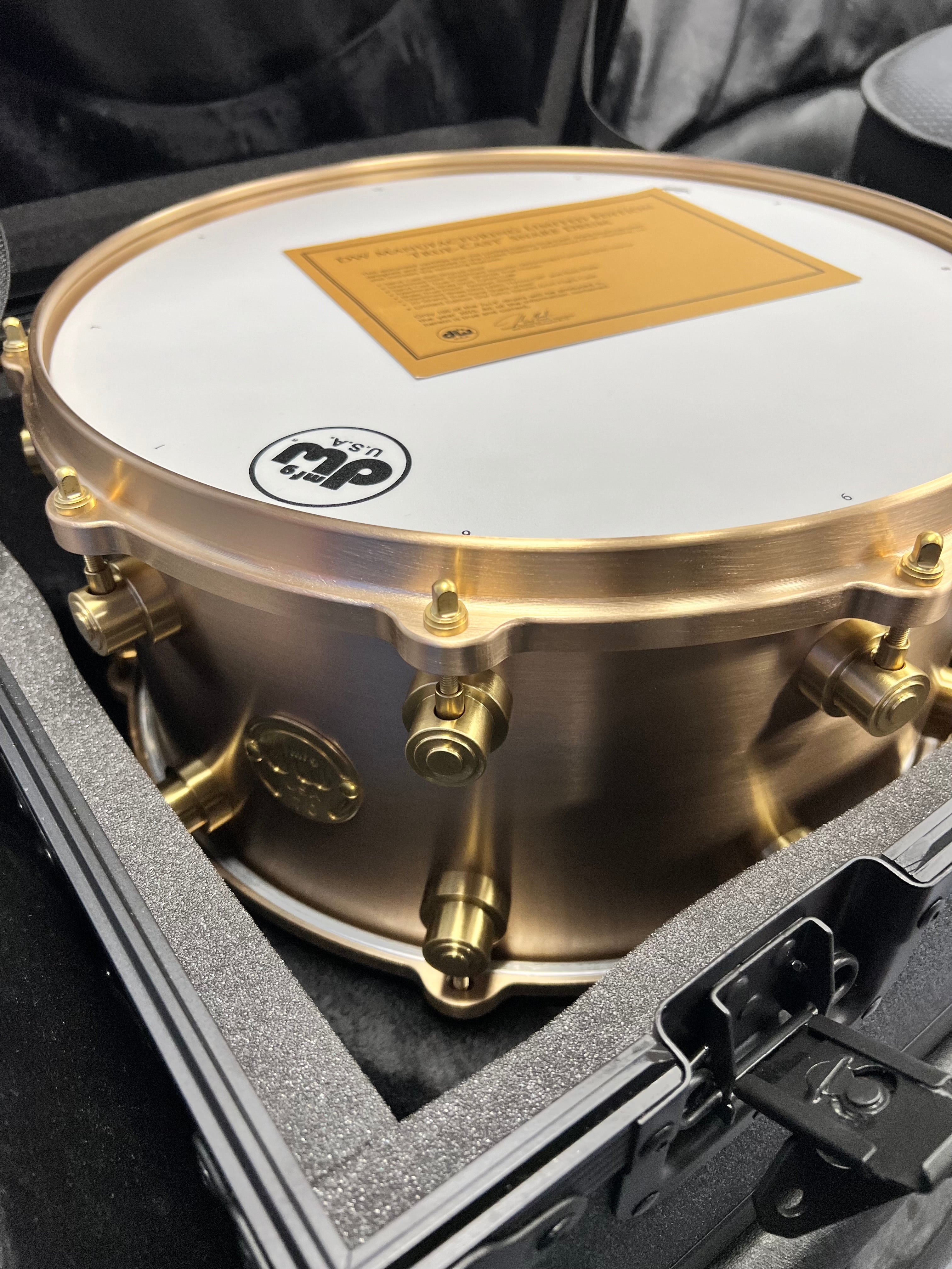 DW True-Cast Bronze Snare Drum - 7 inches x 14 inches, with DW Anvil Case, Free Ship
