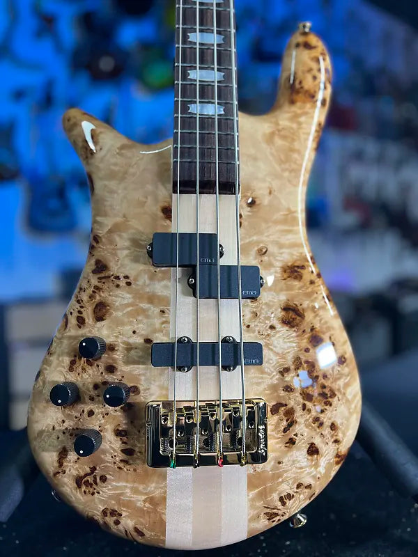 Spector Euro 4 LX Left Handed Bass Guitar - Poplar Burl Natural Gloss, Lefty, w Spector Bag, Get Plek'd Free! 313