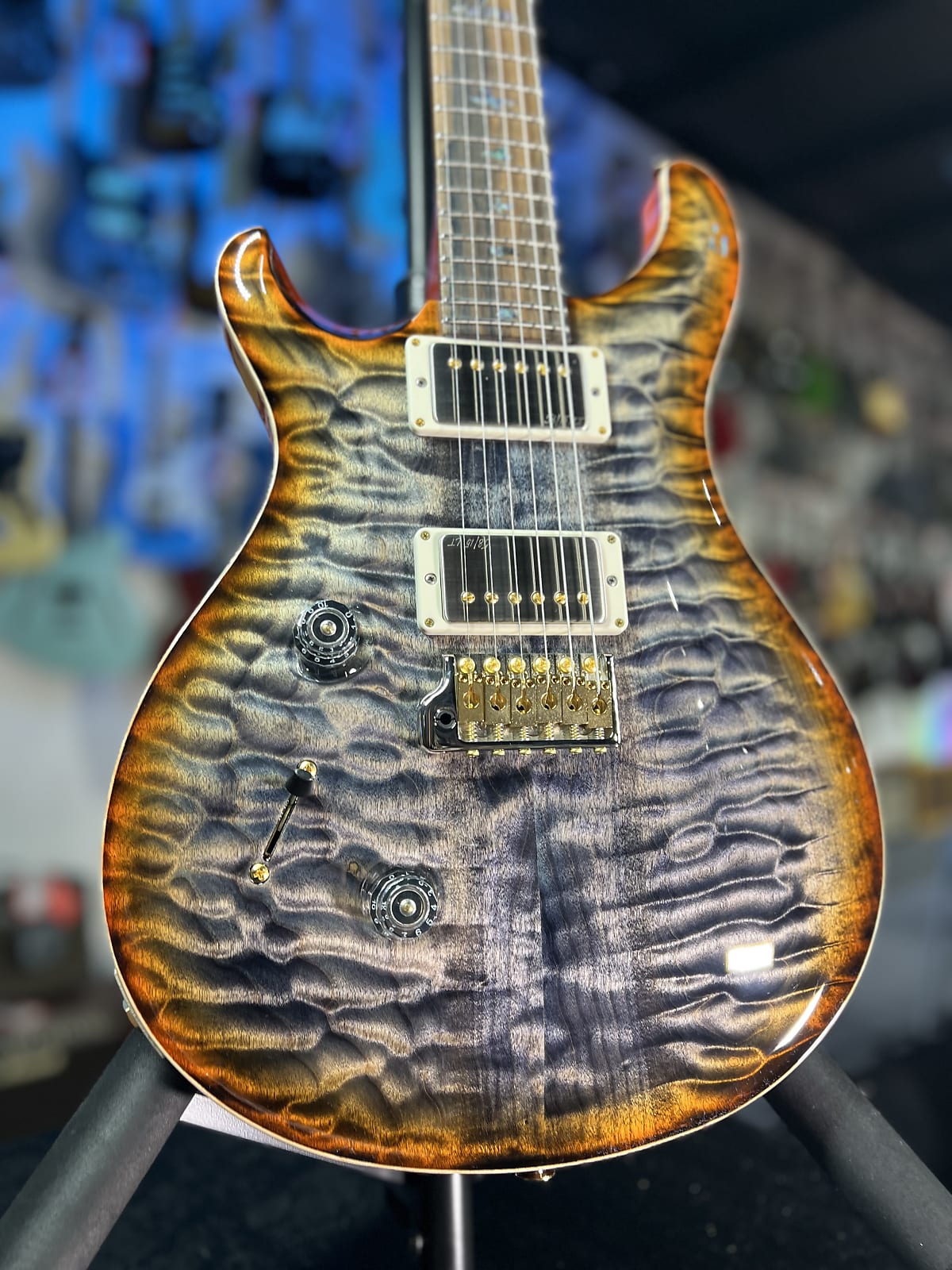 PRS Wood Library Custom 24 Left Handed 2024 - Burnt Maple Leaf, Ziricote Fingerboard, Signature Dealer, 994, Free Plek!