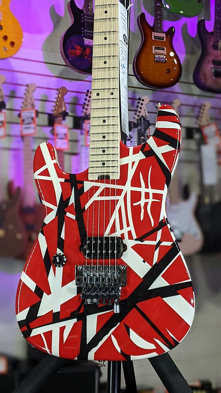 EVH Striped Series Left-Handed - Red w/ Black Stripes *FREE PLEK WITH PURCHASE* 709
