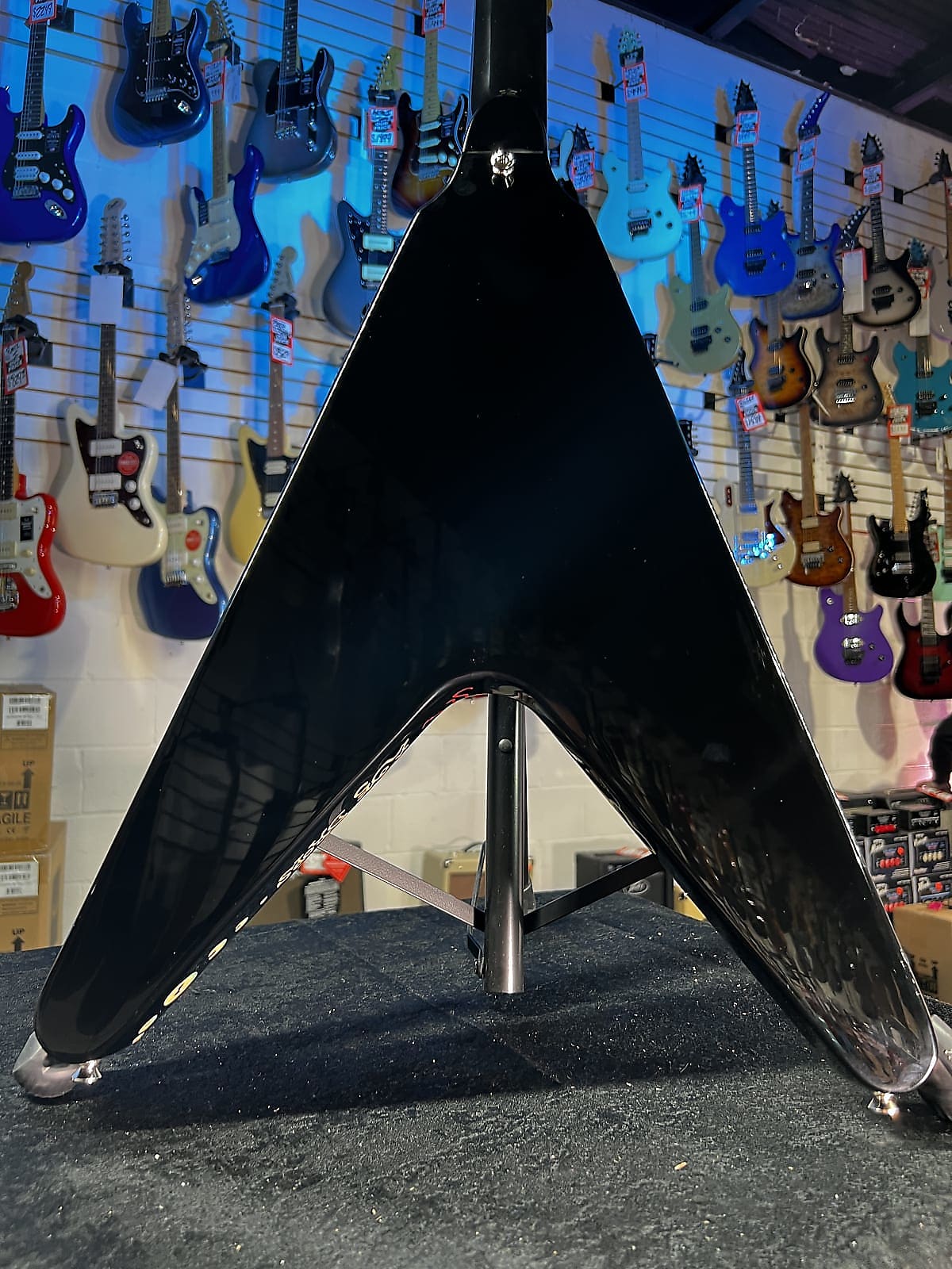 Epiphone Jimi Hendrix "Love Drops" Flying V Electric Guitar - Ebony - GET PLEK’D Free! 582