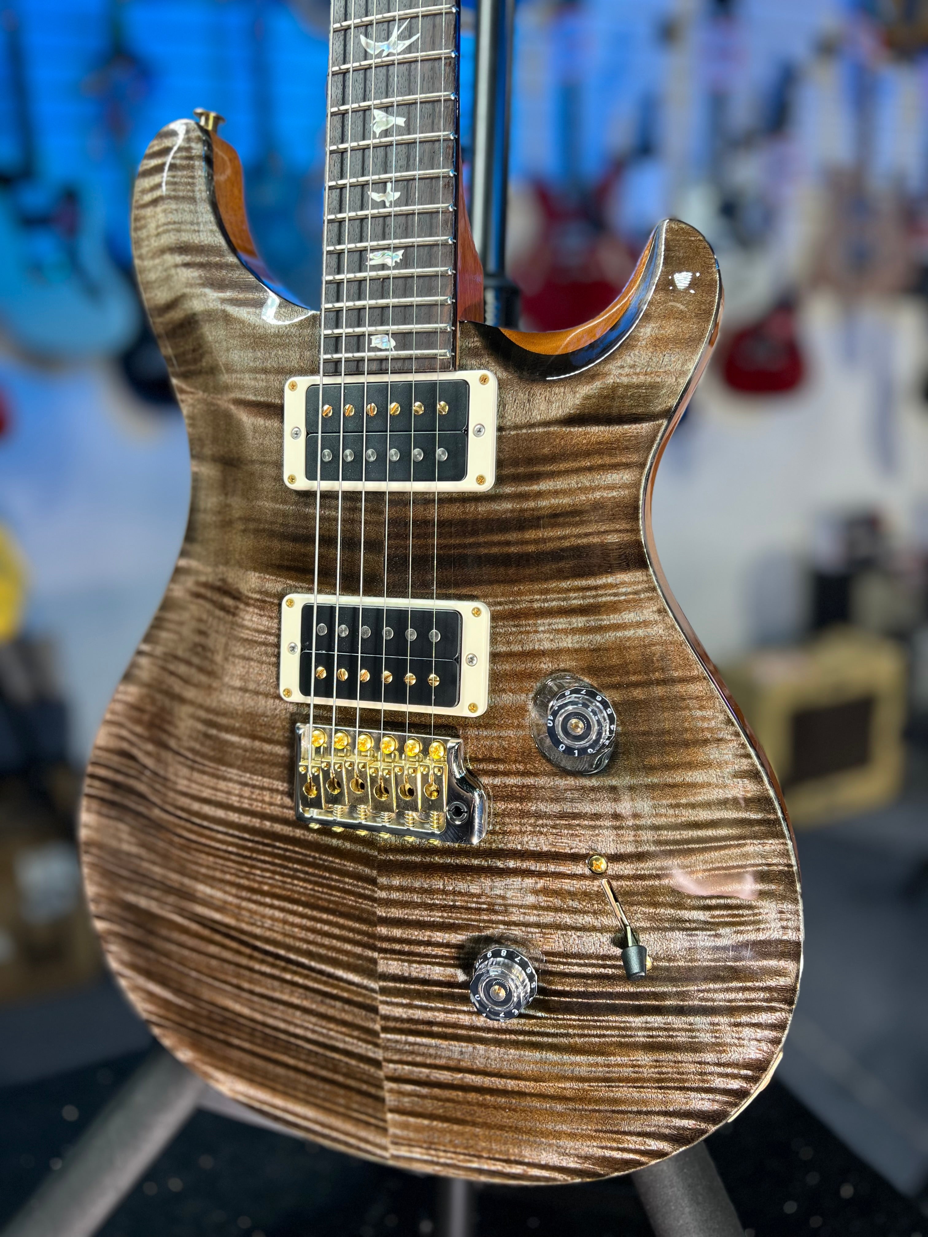 PRS Custom 24 10 Top - Faded Trampas Green Wrap, PRS Hard Case 431