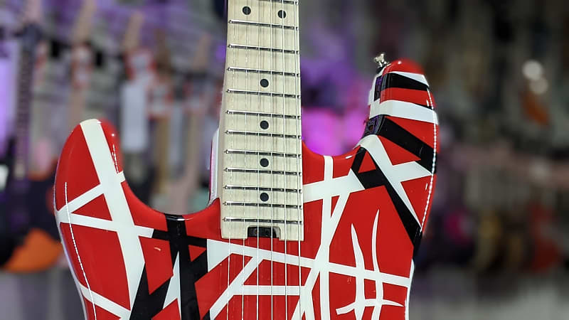 EVH Striped Series Left-Handed - Red w/ Black Stripes *FREE PLEK WITH PURCHASE* 709