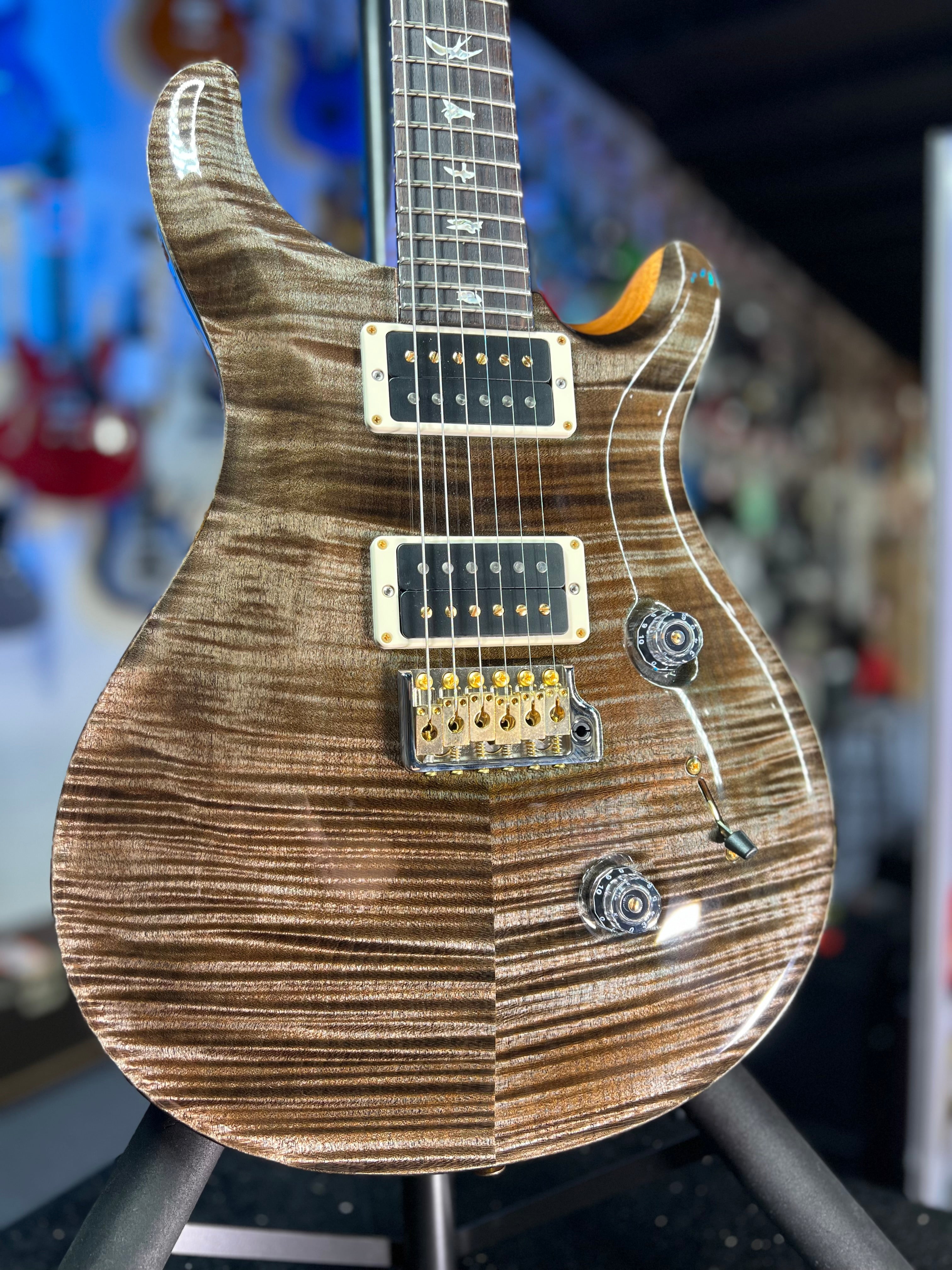 PRS Custom 24 10 Top - Faded Trampas Green Wrap, PRS Hard Case 431