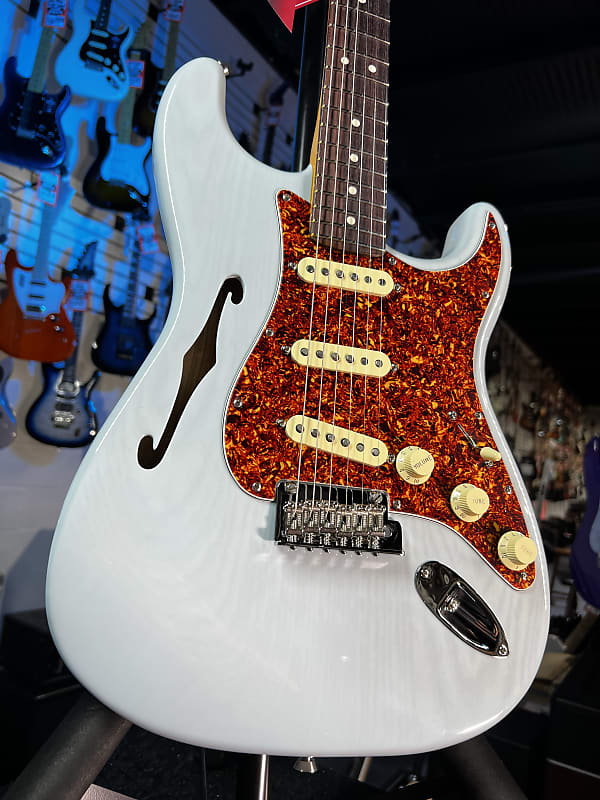 Fender American Professional II Thinline Stratocaster Transparent Daphne Blue Auth Deal Free Ship! 479 GET PLEK’D!