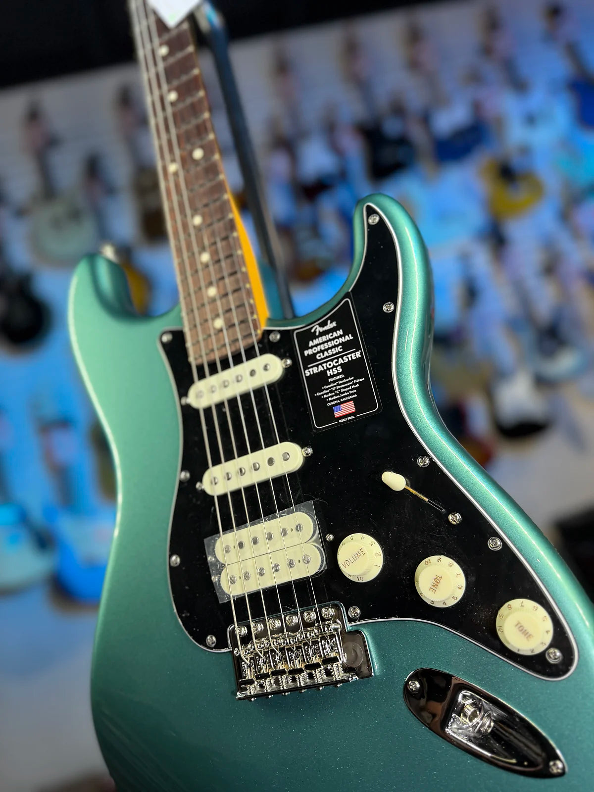 Fender American Professional Classic Stratocaster HSS Electric Guitar - Faded Sherwood Green Metallic GET PLEK'D! 186