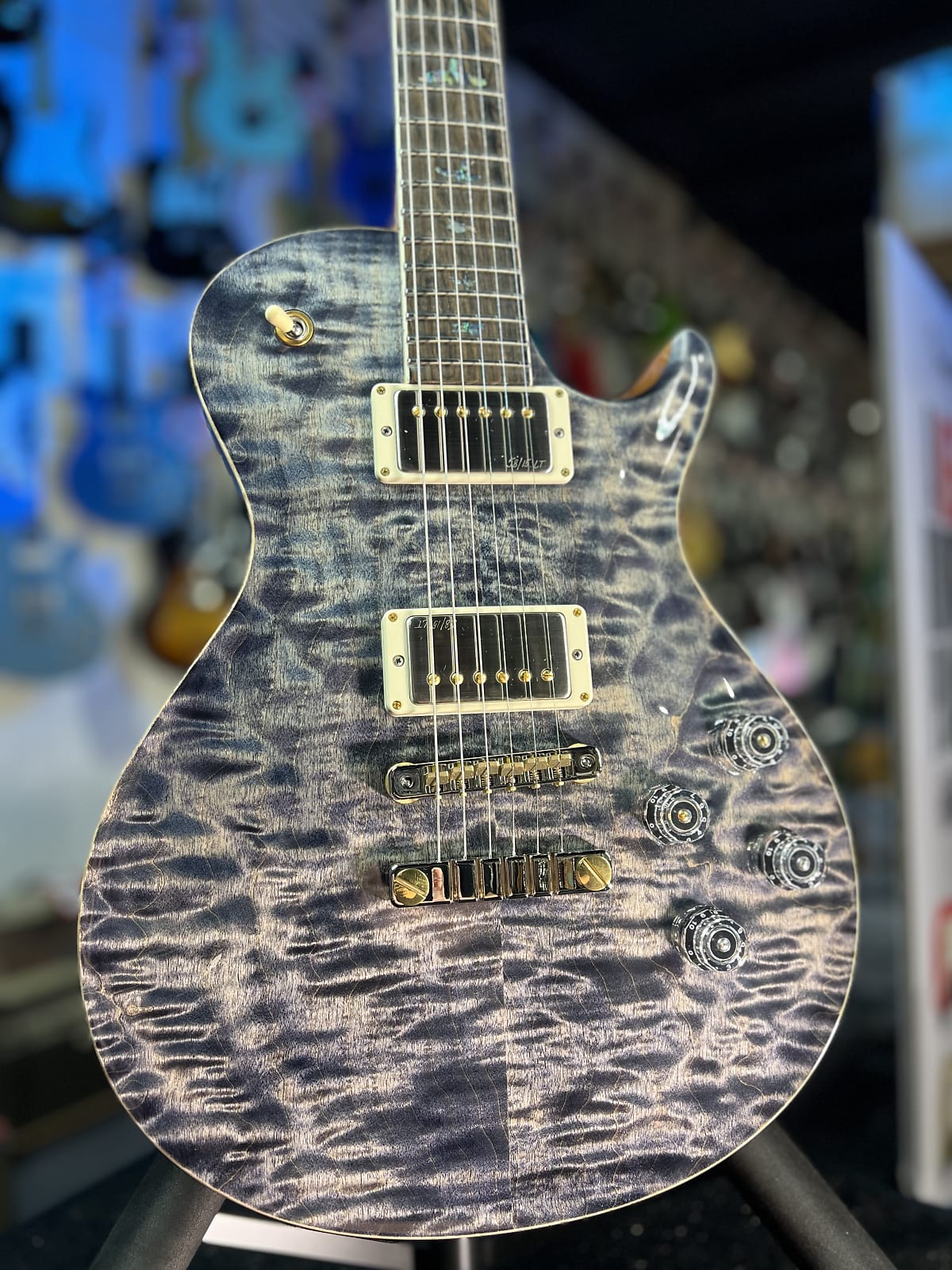 PRS Wood Library McCarty Singlecut 594, Quilt Top, Charcoal, Ziricote Fingerboard, Paisley Case, Signature Dealer 452