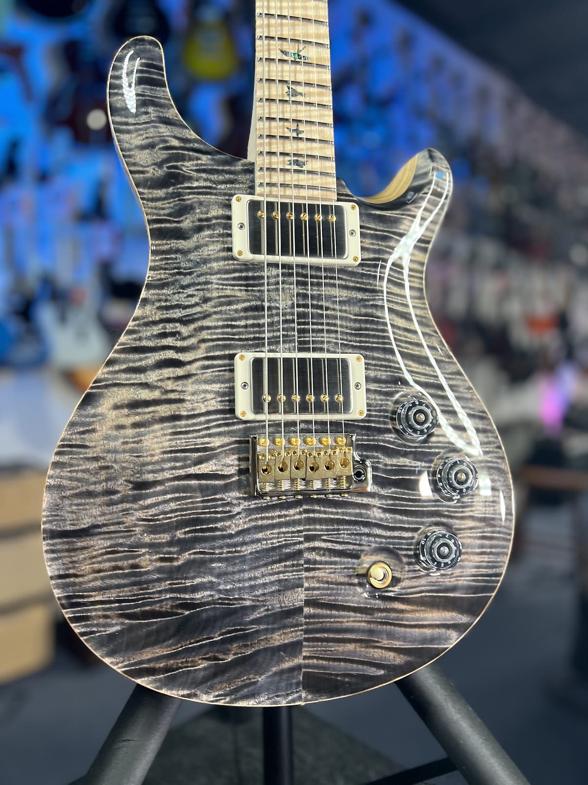 PRS Wood Library DGT 2025 - Charcoal, Flame Top, Swamp Ash, Maple Neck + Board, PRS Paisley Case 530