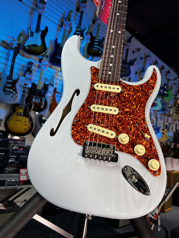 Fender American Professional II Thinline Stratocaster Transparent Daphne Blue Auth Deal Free Ship! 479 GET PLEK’D!