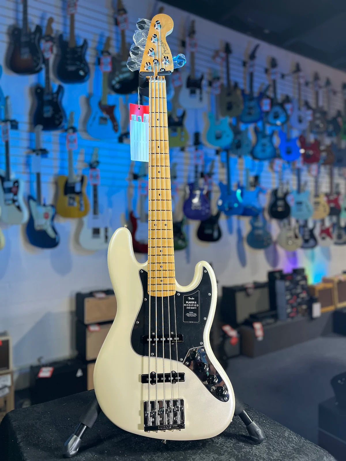Fender Player II Modified Active Jazz Bass V - Olympic Pearl, Maple Fingerboard 104 GET PLEK’D!
