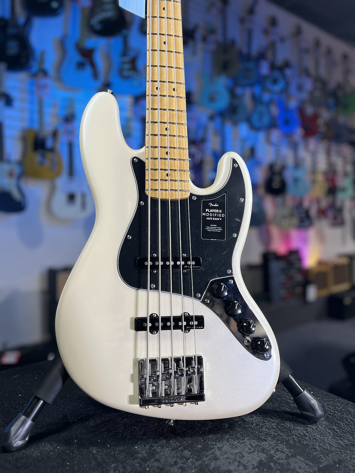 Fender Player II Modified Active Jazz Bass V - Olympic Pearl, Maple Fingerboard 104 GET PLEK’D!