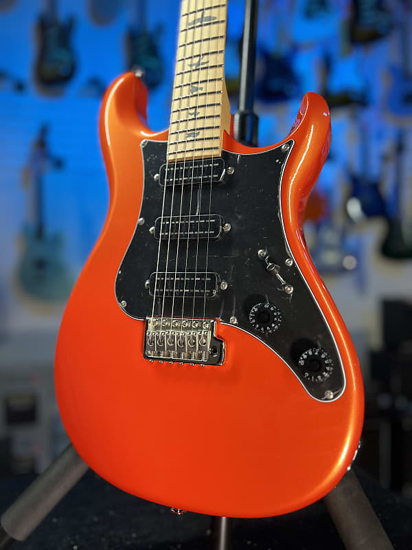 PRS SE NF 3 Electric Guitar - Metallic Orange with Maple Fingerboard, Signature Dealer, Get Plekd! 557