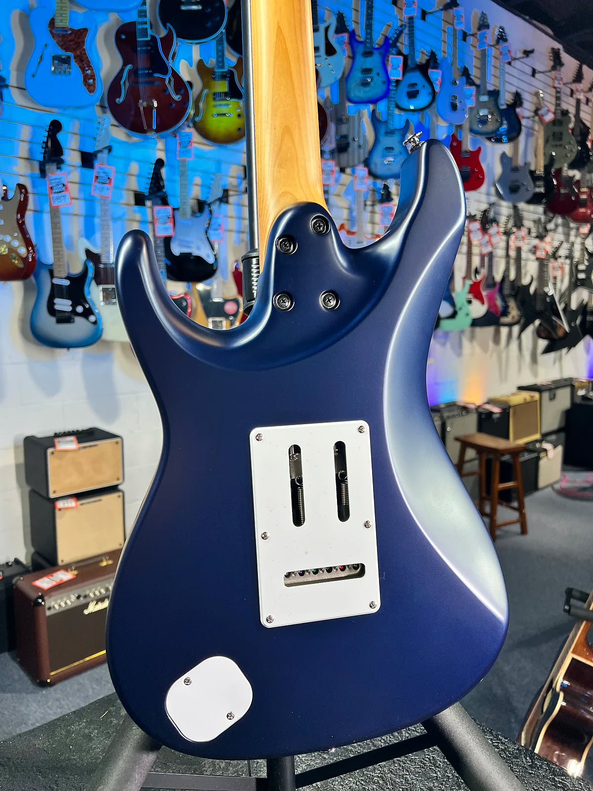 Ibanez Prestige AZ2203N Electric Guitar - Dark Tide Blue Flat with Ibanez Case, Get Plek'd! 047