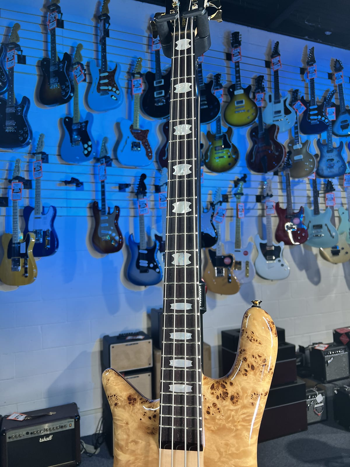 Spector Euro 4 LX Left Handed Bass Guitar - Poplar Burl Natural Gloss, Lefty, w Spector Bag, Get Plek'd Free! 314