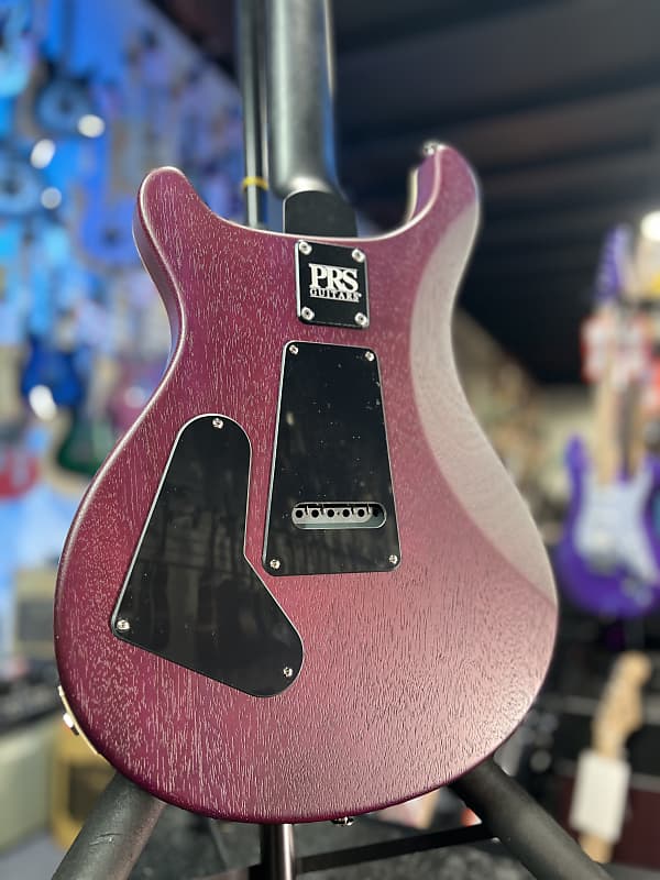 PRS CE 24 Semi-Hollow Electric Guitar - Satin Faded Gray Black Purple Burst w/ Purple Back, Ebony, 57/08 443 GET PLEK'D!