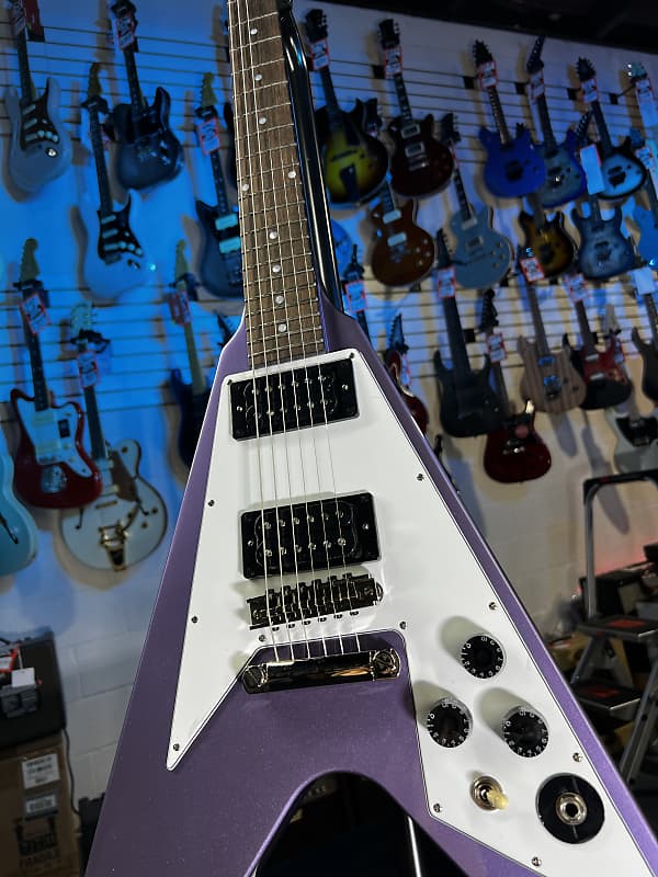 Epiphone Kirk Hammett 1979 Flying V Electric Guitar - Purple Metallic Auth Deal Free Shipping! 487 GET PLEK’D!