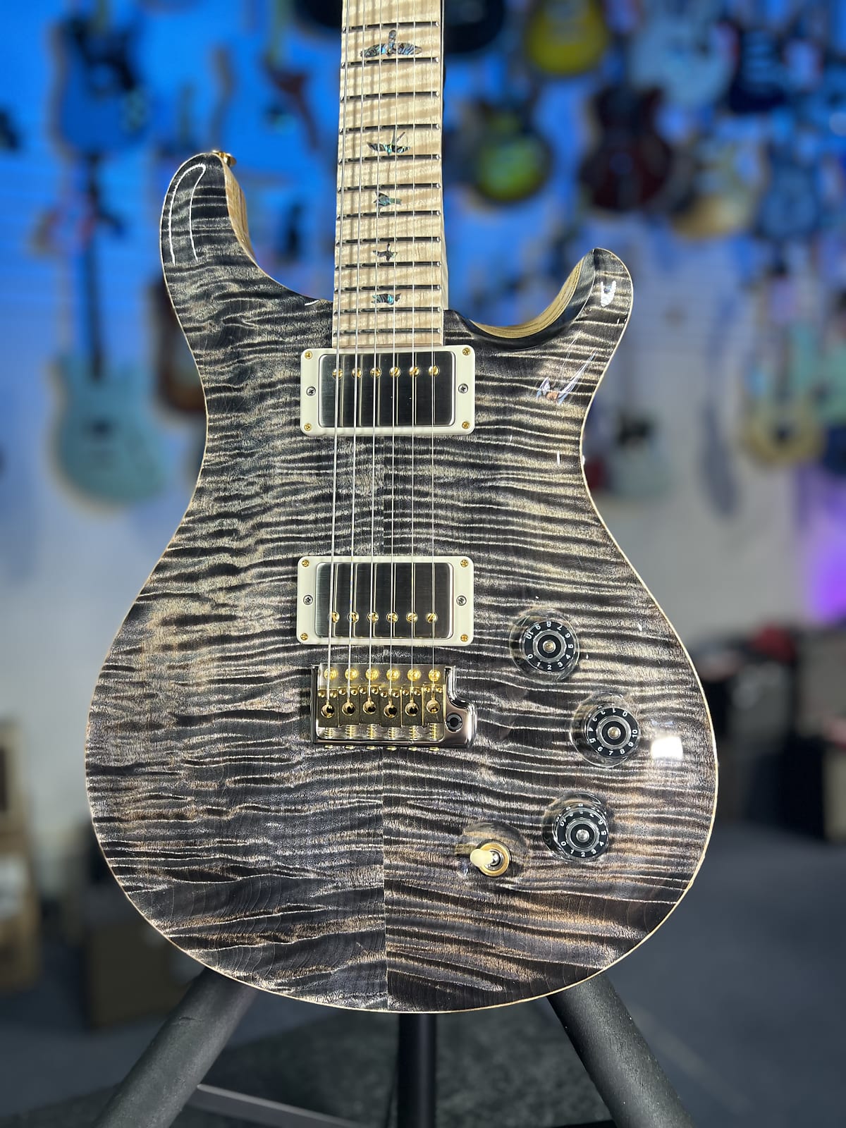 PRS Wood Library DGT 2025 - Charcoal, Flame Top, Swamp Ash, Maple Neck + Board, PRS Paisley Case 530