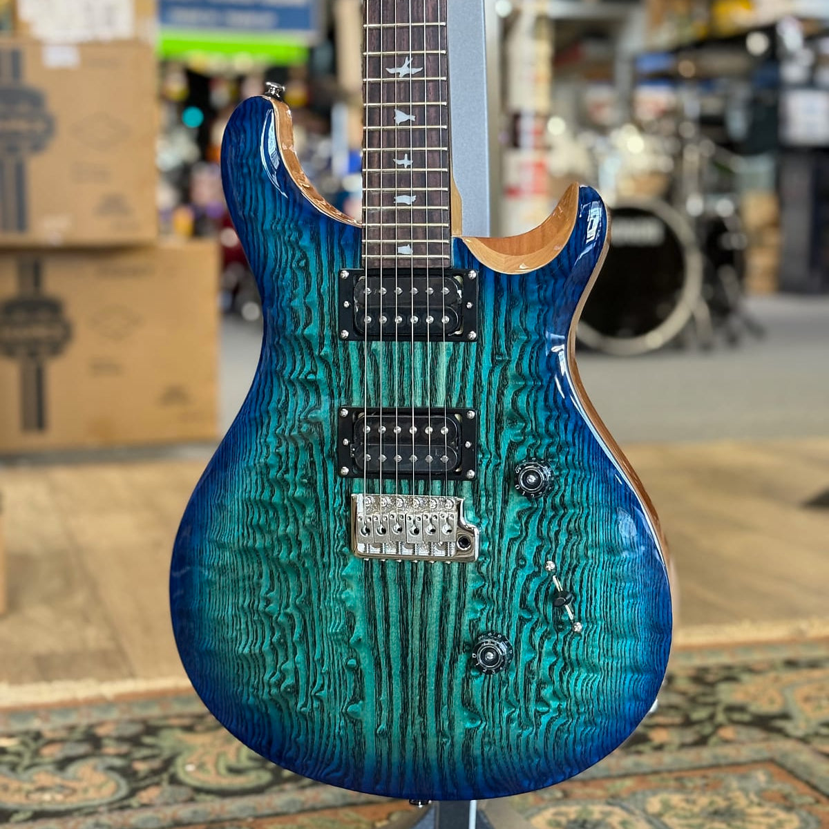 PRS SE Custom 24 Burled Ash Limited - Lake Blue  #748
