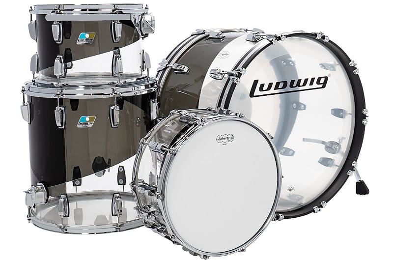 Ludwig Vistalite 50th Anniv Fab 9x13 / 16x16 / 14x22 W/ 6.5x14 Snare Pat E Clear Smoke IN STOCK